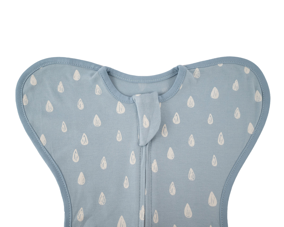 Inbakerslaapzak baby blauw met wit – 3-6 maanden