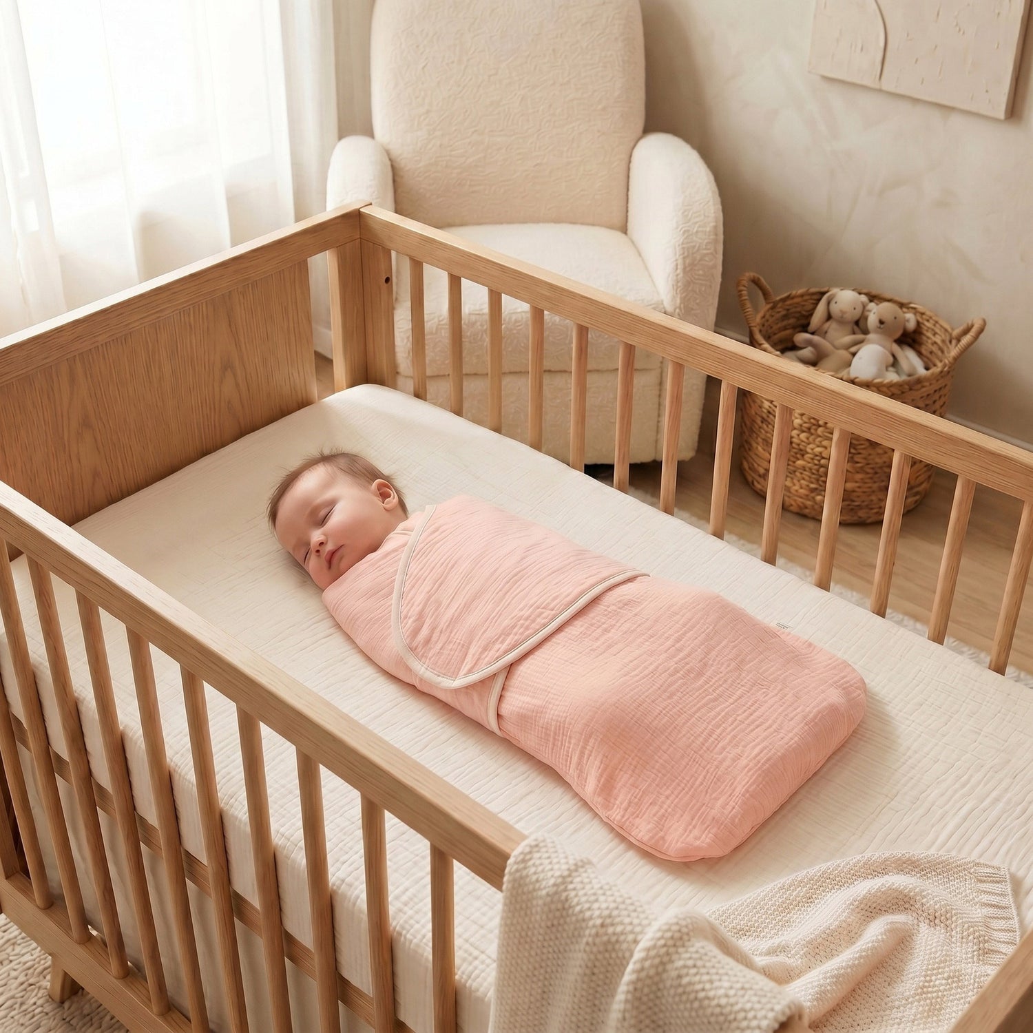 Inbakerslaapzak baby roze – 0-6 maanden