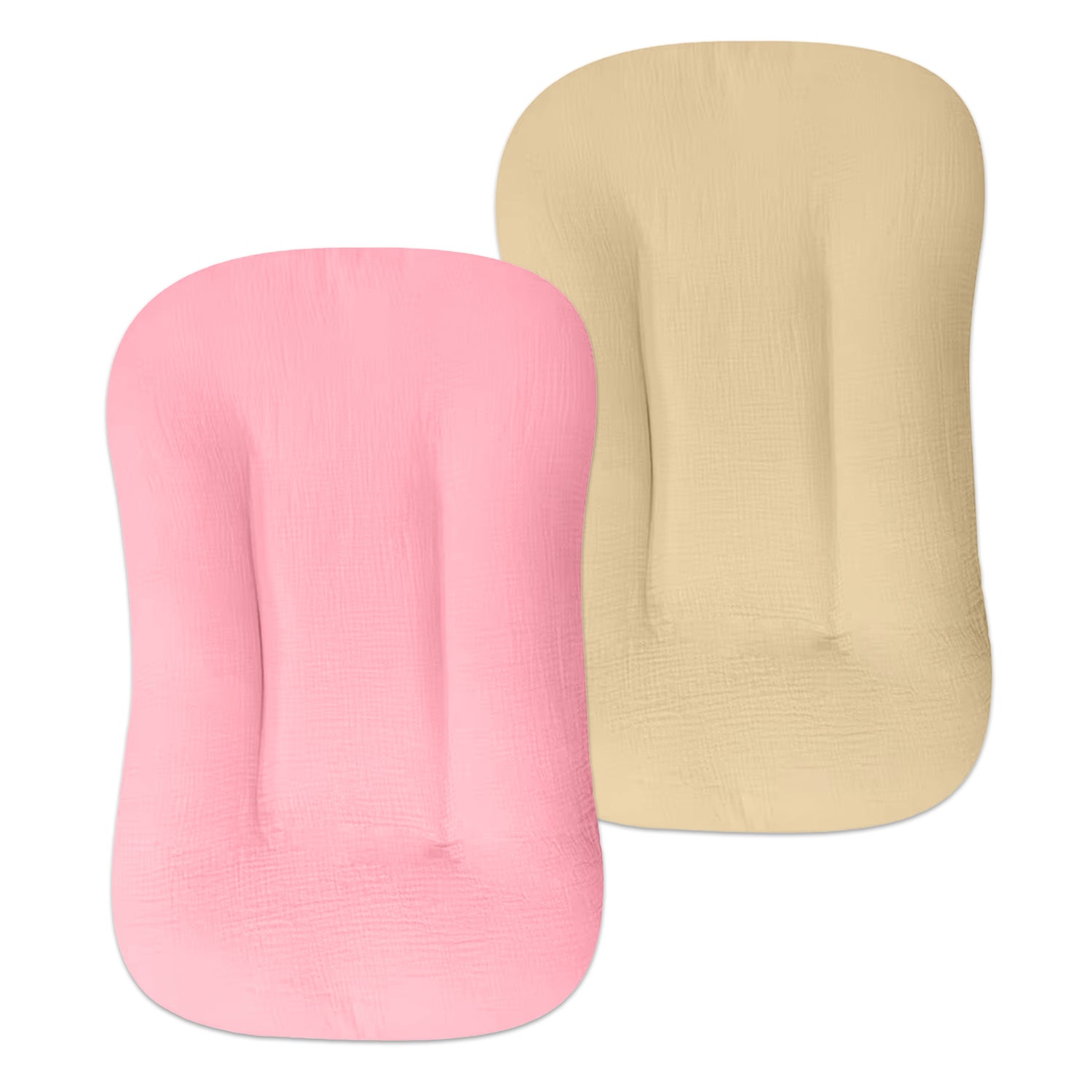 Babynestje met roze en beige hoezen – 78 x 50 cm